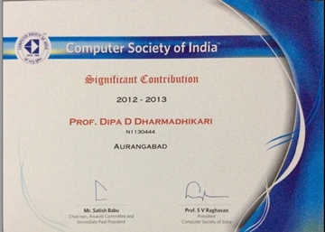 CSI Significant Award From Computer Society Of India